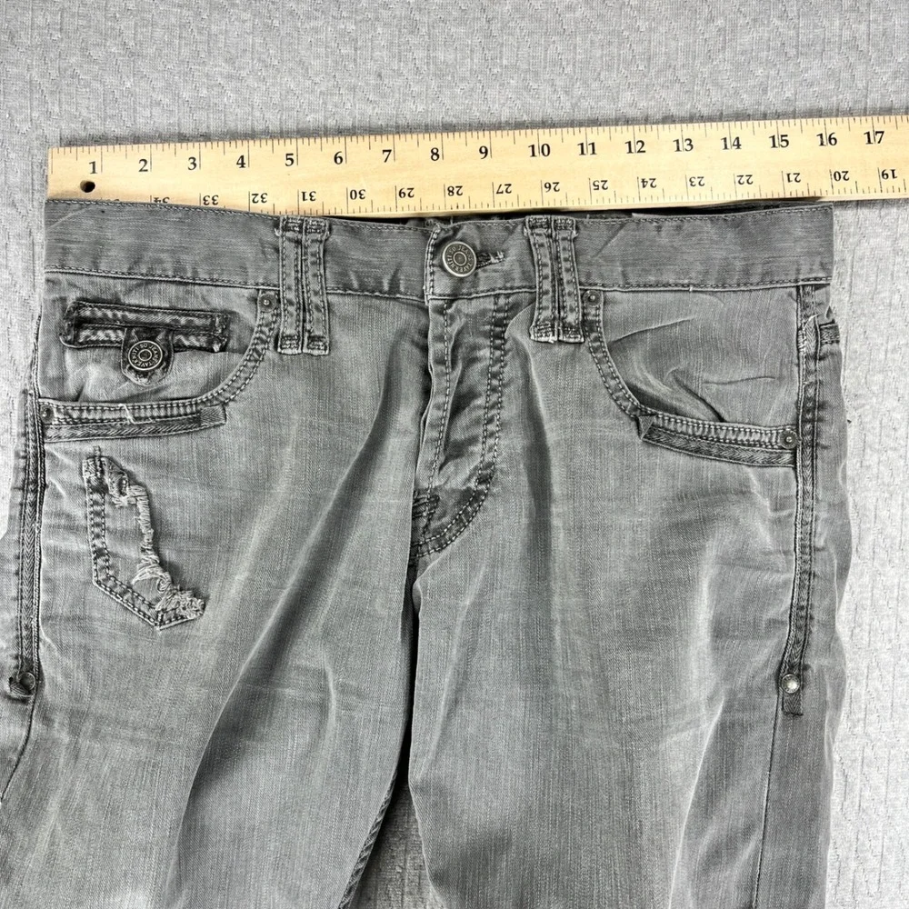 Taverniti So Jeans Mens 31x33 Grey Mec Tape 17 Distressed Straight Denim Pants
